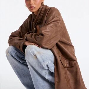 Can't Be Stopped Faux Leather Coat - Brown